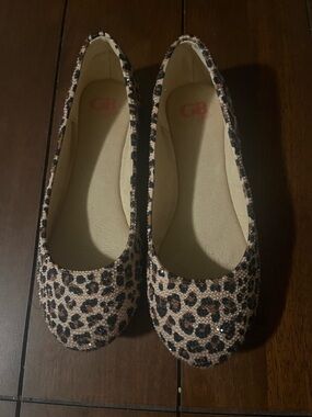 GB girls Leopard Print Kids Ballet Flats in Black and Brown